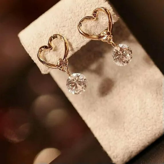 GKNET Luxury Cubic Zirconia Pearl Flower Stud Earrings Dangle Women Weddings Jewelry-15-Heart