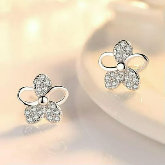 GKNET Luxury Cubic Zirconia Pearl Flower Stud Earrings Dangle Women Weddings Jewelry-56-Zircon #2