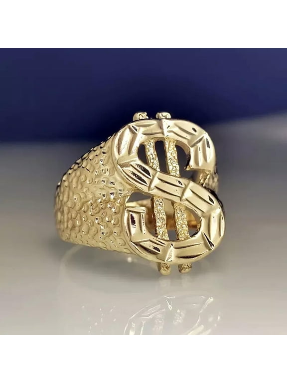Luxury Gold Dollar Sign Fashion Hip Hop Rock Ring Luxury Party Delicate Jewelry Size 12