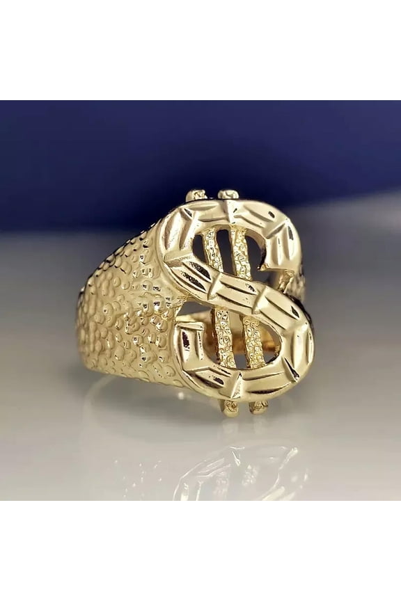 Luxury Gold Dollar Sign Fashion Hip Hop Rock Ring Luxury Party Delicate Jewelry Size 12