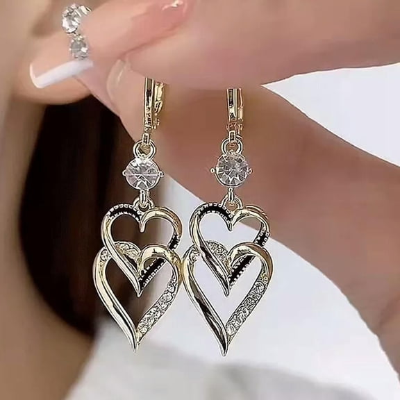 GKNET Luxury Multi-layer Heart Zircon Earrings Drop Dangle Women Wedding Delicate Jewelry Gift