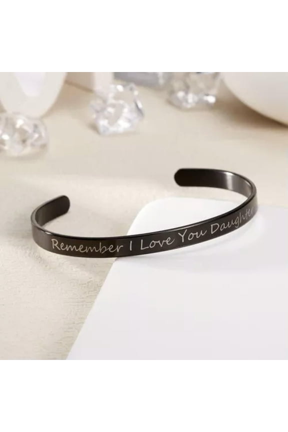 Luxury Titanium Steel Engrave Letters Open Bracelet Cuff Bangle Women Jewelry-Black-Let your light shine