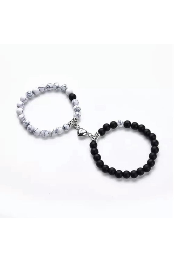 Magnet Couple Bracelets Romantic Heart Matching Natural Stone Beads Bracelet-A1