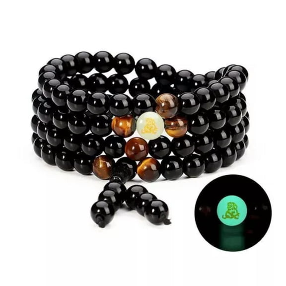GKNET Men 6mm Glow In The Dark 108 Beads 12 Zodiac Signs Bracelets Necklace Jewellery-Monkey