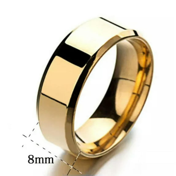 GKNET Men Cool Titanium Stainless Ring Lover Couple Rings Delicate Jewelry Vintage Cool Rings-gold-9
