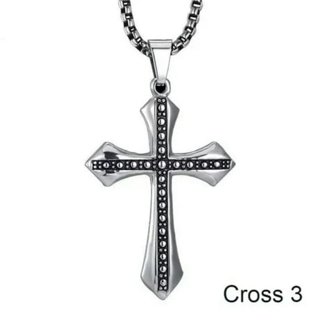 GKNET Men Cross Pendant Necklace Religious Christian Delicate Jewelry Stainless Steel Chain 24"-Cross 3