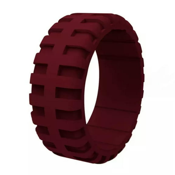 GKNET Men Silicone Rings Finger Ring Tire Pattern Wedding,Rubber Band Ring Gift Soild-red-10