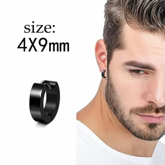 GKNET Men Stainless Steel Tassel Round Ear Stud Earrings Dangle Cross Fashion Jewelry-1pc C Earring(#25)