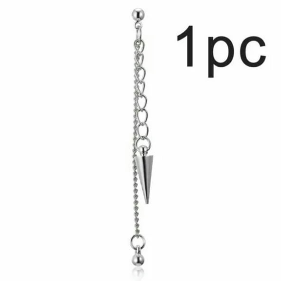 GKNET Men Stainless Steel Tassel Round Ear Stud Earrings Dangle Cross Fashion Jewelry-1pc Chain Long Earring(#9)