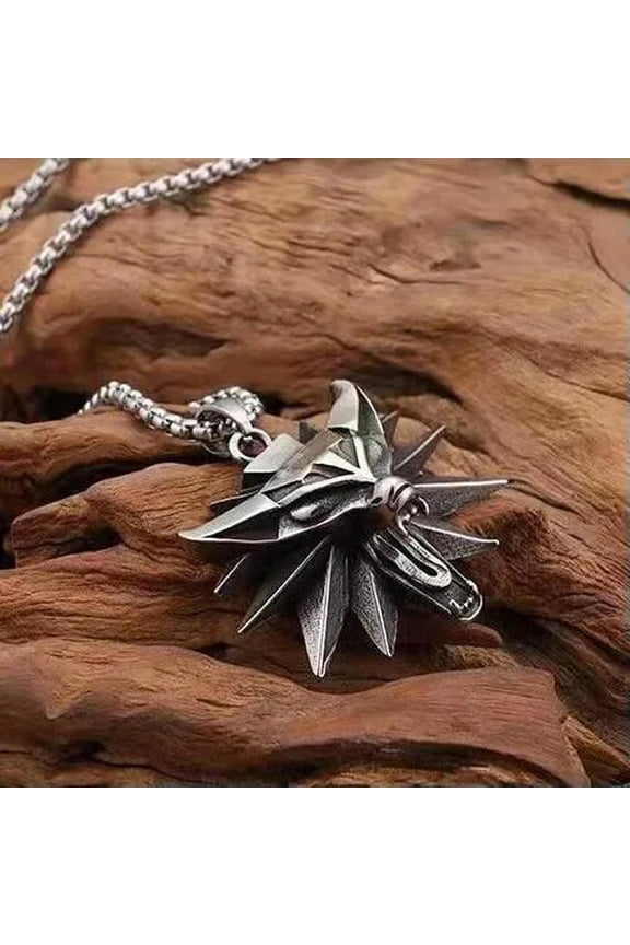 Men Unisex Punk Gothic Rock Wolf Head Pendant Necklace The Witcher Delicate Jewelry 24"