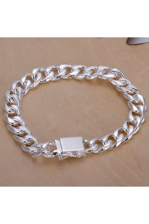 Men Women Brazalete Pulsera Hombre Mujer De Plata 925 Cadena Gruesa De Joyeria-Silver Plated