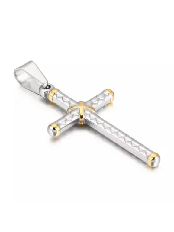 Men, Women Stainless Steel Cross Pendant Gold, Black, Two-tone Plated Unisex-Two-tone