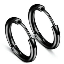 GKNET 1Pair Stainless Steel Hoop Earrings for Men Women Cartilage Nose Ring Piercing-Black-2.5*20mm