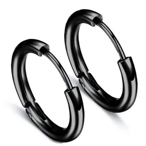 GKNET 1Pair Stainless Steel Hoop Earrings for Men Women Cartilage Nose Ring Piercing-Black-2.5*20mm