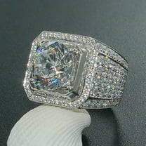 GKNET Men's 2 Ct Natural Zircon Crystal Luxury Ring 925 Sterling Silver Ring Jewelry-8