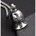 thumbnail image 1 of GKNET Men's Angel Wings Cross Motorcycle Guardian Gremlin Bell Pendant Biker Necklace, 1 of 4