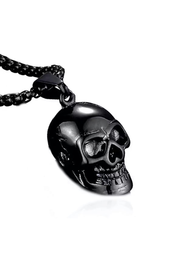 Men's Black Skull Skeleton Pendant Necklace Punk Gothic Rock Delicate Jewelry Chain 24"