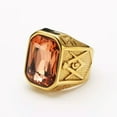 thumbnail image 1 of GKNET Men's Personalized Stainless Steel Big Gem Masonic AG Freemason Rings Size 7-13, 1 of 9