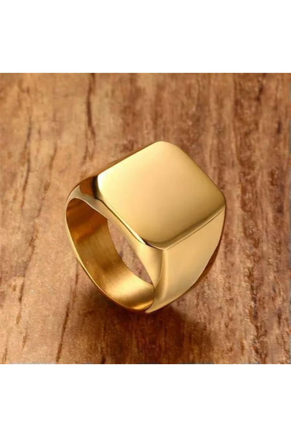 Men's Rings Square Classic Solid Color Fashion Wedding Engagement Delicate Jewelry -Gold-6