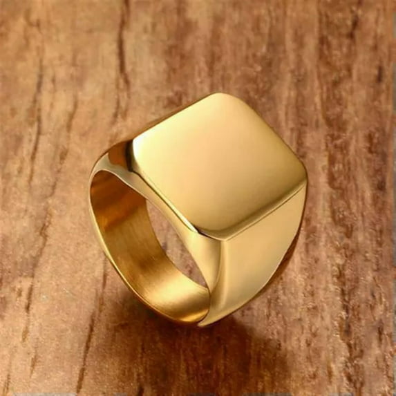 GKNET Men's Rings Square Classic Solid Color Fashion Wedding Engagement Delicate Jewelry -Gold-7