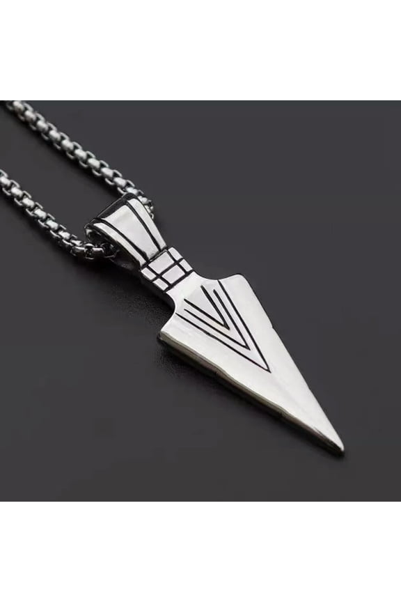 Men's Silver Spear Arrowhead Pendant Necklace Punk Biker Delicate Jewelry Chain 24" Gift