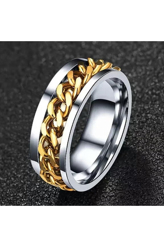 Men's Unisex Gold Miami Cuban Link Band Ring Stainless Steel Punk Delicate Jewelry 8MM-12