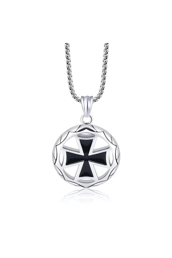 Mens Biker Iron Cross Pendant Necklace Medal Stainless Steel WW2 Jewelry