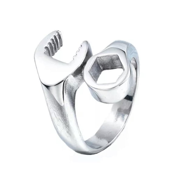 GKNET Mens Biker Mechanic Wrench Ring for Men Stainless Steel Size Size 7-14
