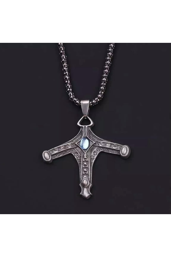 Mens Bloodborne Sword Hunter Badge Pendant Punk Rock Biker Necklace Chain 24"