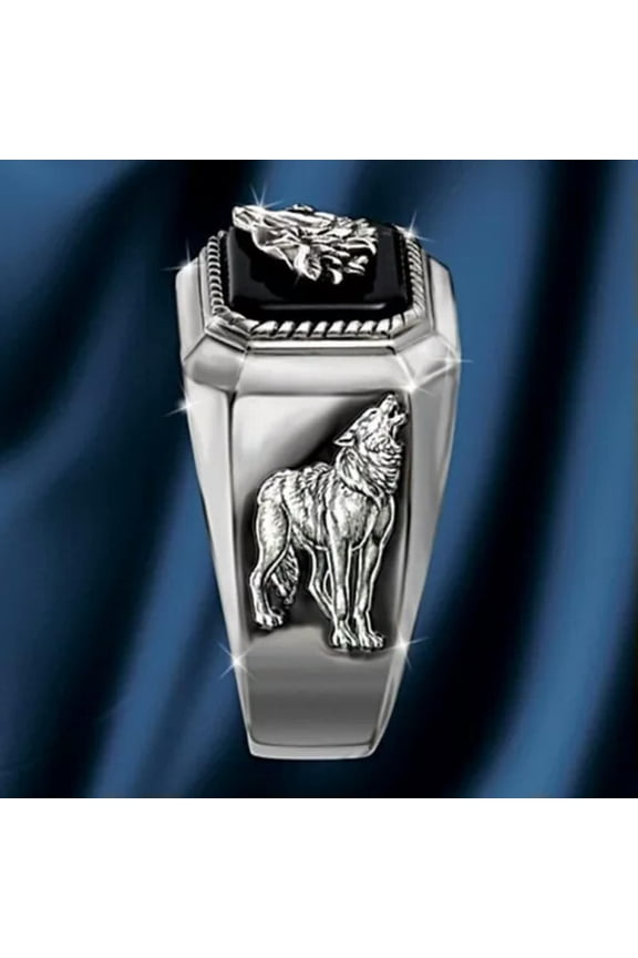 Mens Fashion Silver Wolf Ring Delicate Jewelry Halloween Christmas Gifts Size 7-13-12