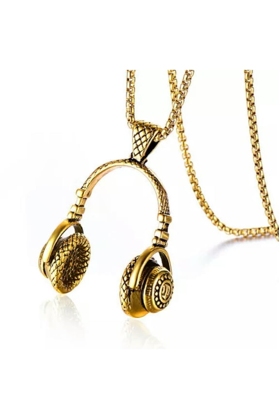 Mens Headphone Music Hip Hop DJ Rapper Necklace Pendant Delicate Jewelry Chain