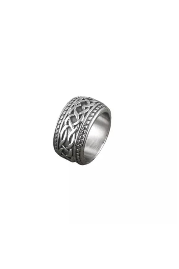 Mens Irish Celtic Love Infinity Knot Ring Band Stainless Steel Size 8-15-12-Silver