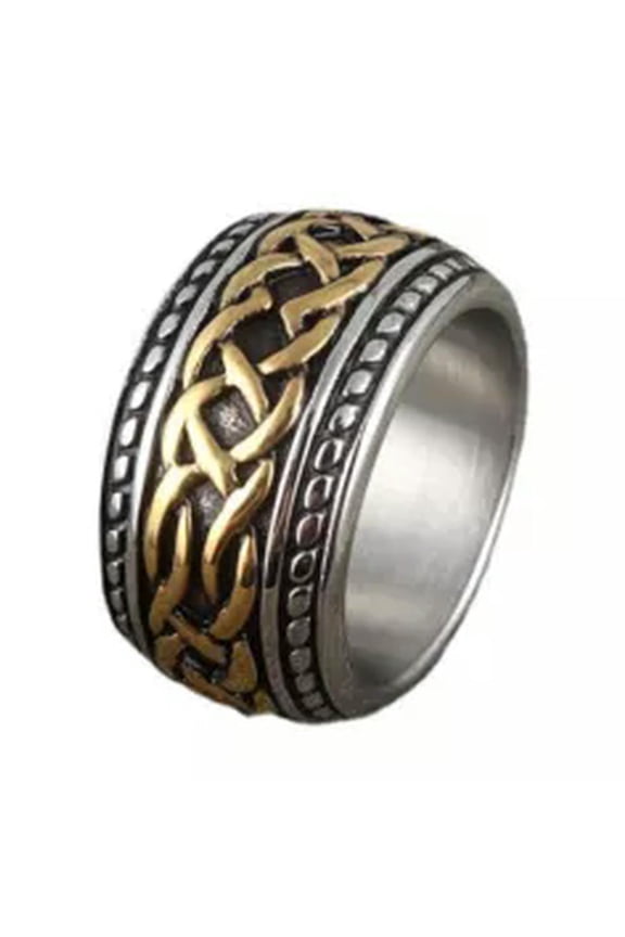 Mens Irish Celtic Love Infinity Knot Ring Band Stainless Steel Size 8-15-15-Gold