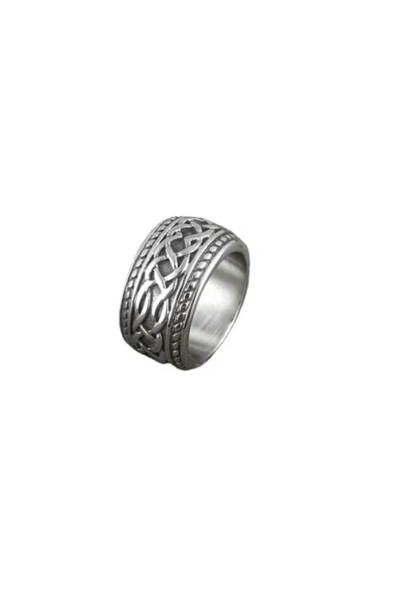 Mens Irish Celtic Love Infinity Knot Ring Band Stainless Steel Size 8-15
