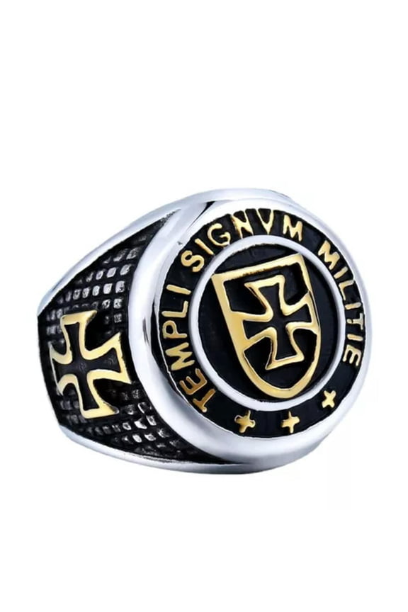 Mens Masonic Knights Templar Ring Cross Shield Men Stainless Steel Size 7-13