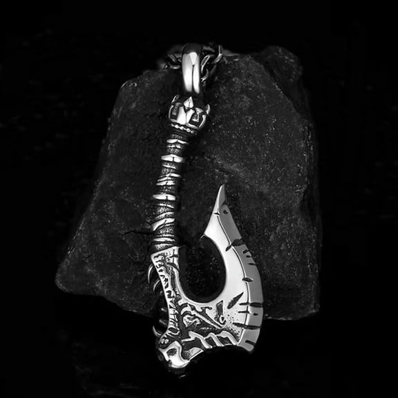GKNET Mens Punk Rock Silver Battle Axe Pendant Necklace Viking Delicate Jewelry Box Chain 24"