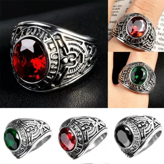 GKNET Mens Rings Stainless Steel Siam Red United States Army Military Finger Ring Gift-Blue-11