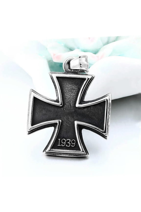 Mens Stainless Steel 1813 1939 WW2 German Iron Cross Pendant Necklace Men-default