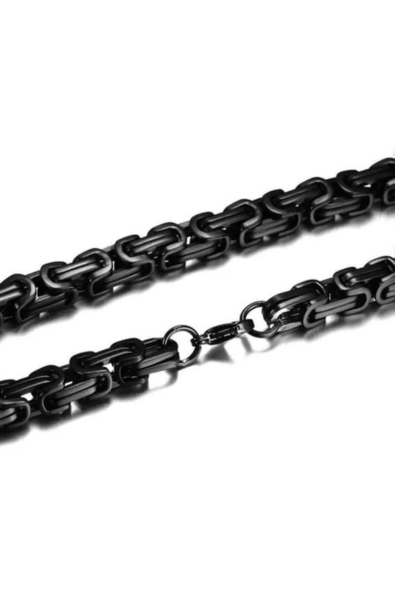 Mens Stainless Steel 4/5/6/8mm Byzantine Box King Chain Necklace Accessories-70cm (28in)-5mm Black