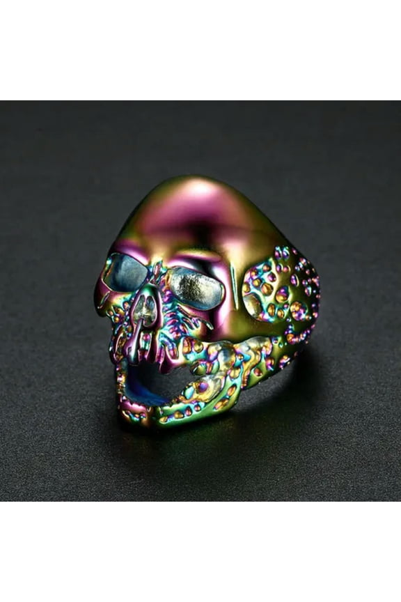 Mens Stainless Steel Gothic Punk Biker Zombie Skull Ring Size 7-15-15-Multicolor