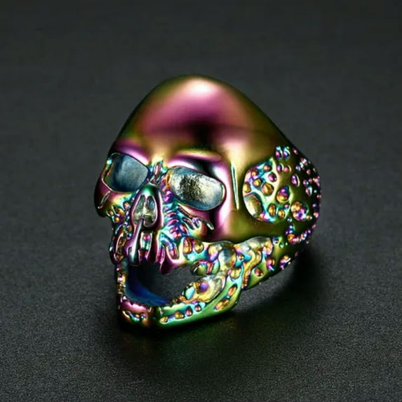 GKNET Mens Stainless Steel Gothic Punk Biker Zombie Skull Ring Size 7-15-9-Multicolor