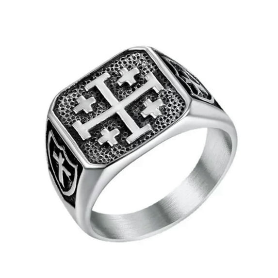 GKNET Mens Stainless Steel Maltese Cross Crusader Knights Templar Ring Size 7-15