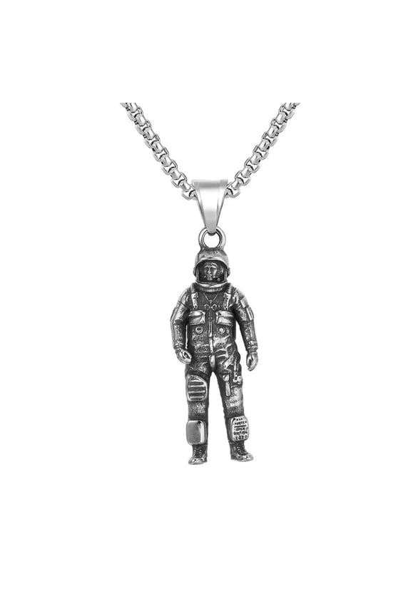Mens Stainless Steel NASA Space Spaceman Astronaut Pendant Necklace Men