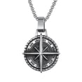 thumbnail image 1 of GKNET Mens Stainless Steel Nautical North Star Marine Compass Anchor Pendant Necklace, 1 of 6