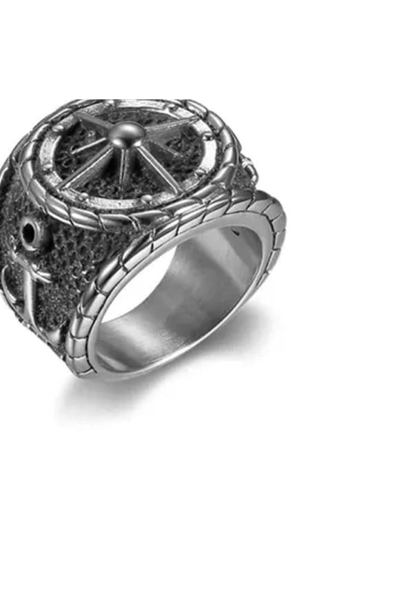 Mens Stainless Steel Nautical North Star Marine Compass Anchor Ring 7-15-15