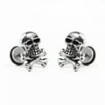 thumbnail image 1 of GKNET Mens Punk Gothic Silver Skull / Rose / Ankh Cross Stud Earrings Surgical Steel-Style 8- Skull w. Crossbones, 1 of 6