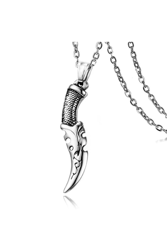 Mens Stainless Steel Punk Knife Dagger Pendant Necklace Men-default