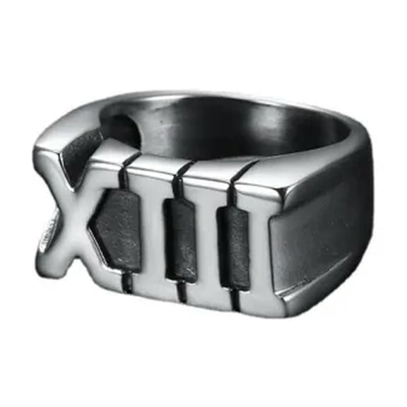 GKNET Mens Stainless Steel Roman Numeral Biker Lucky Number 13 Ring Size 7-14