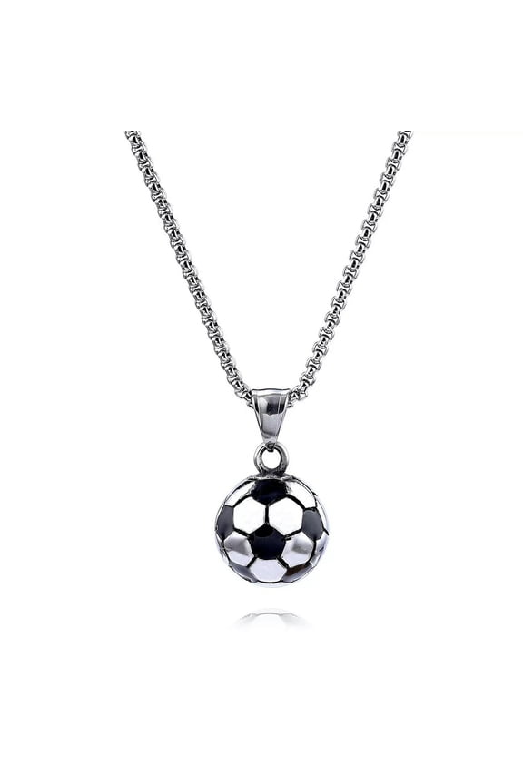 Mens Stainless Steel Sports Stylish Football Pendant Necklace