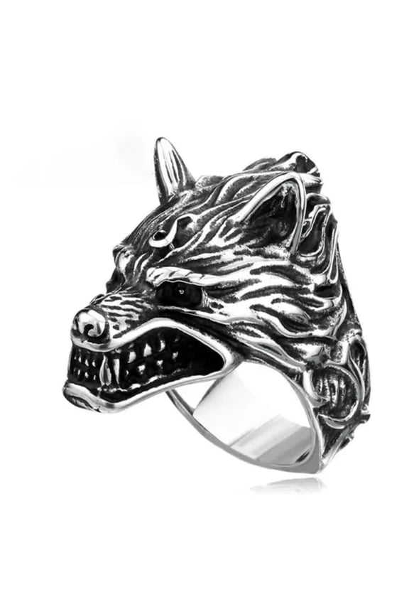 Mens Stainless Steel Viking Biker Punk Celtic Wolf Head Ring Size 7-13